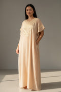 Kaftan-Kleid mit edler Stickerei – Beige